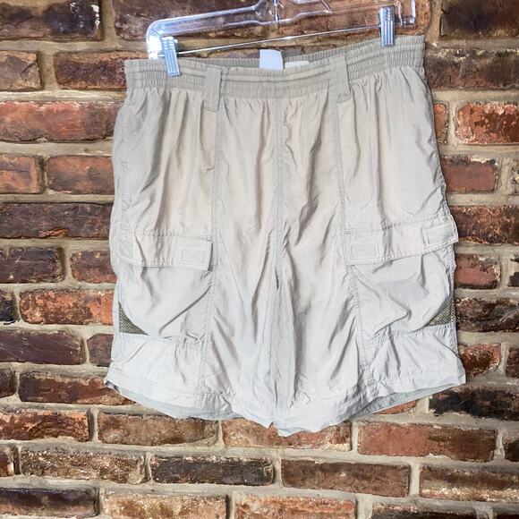 Columbia Beige Pull-On Elastic Waist Cargo Shorts w/ Lining Men's Size Medium - Picture 1 of 5